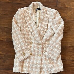 Zara Women's Textured Cream Blazer
